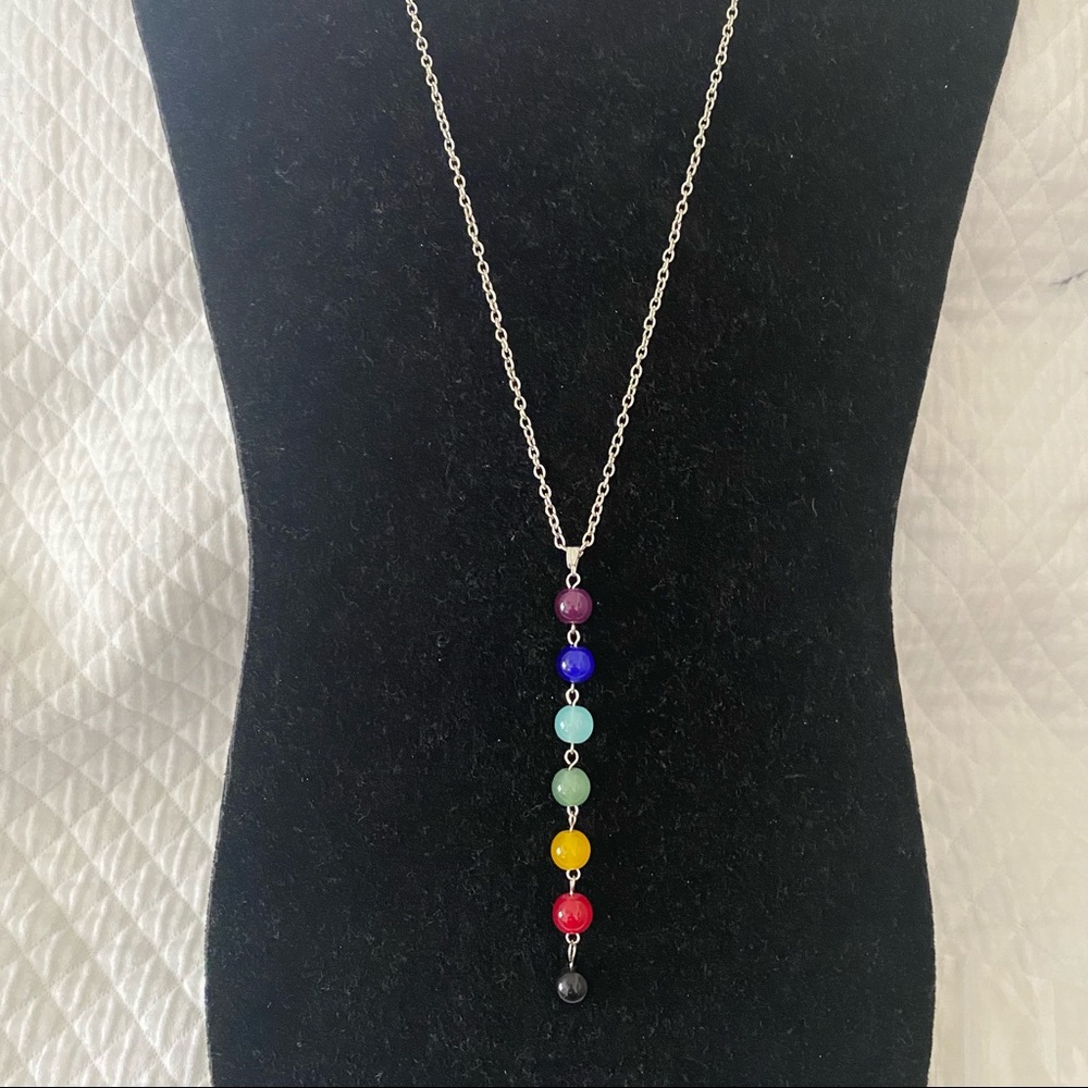 SILVER TONE 7 STONE CHAKRA NECKLACE